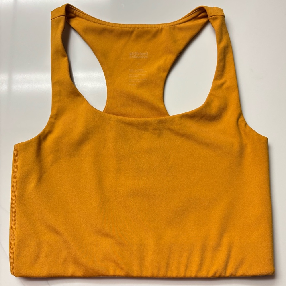 Girlfriend Collective Paloma Sports Bra in Gold size Small